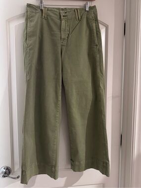Ag Adriano Goldschmied Olive Green Wide-Leg Chinos